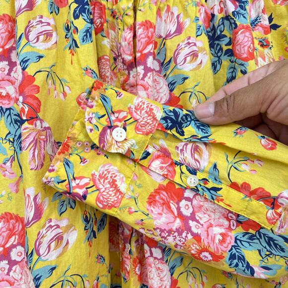 J Crew x Liberty of London Magical Bouquet Poplin Popover Top Yellow Women's 2 - Picture 5 of 7